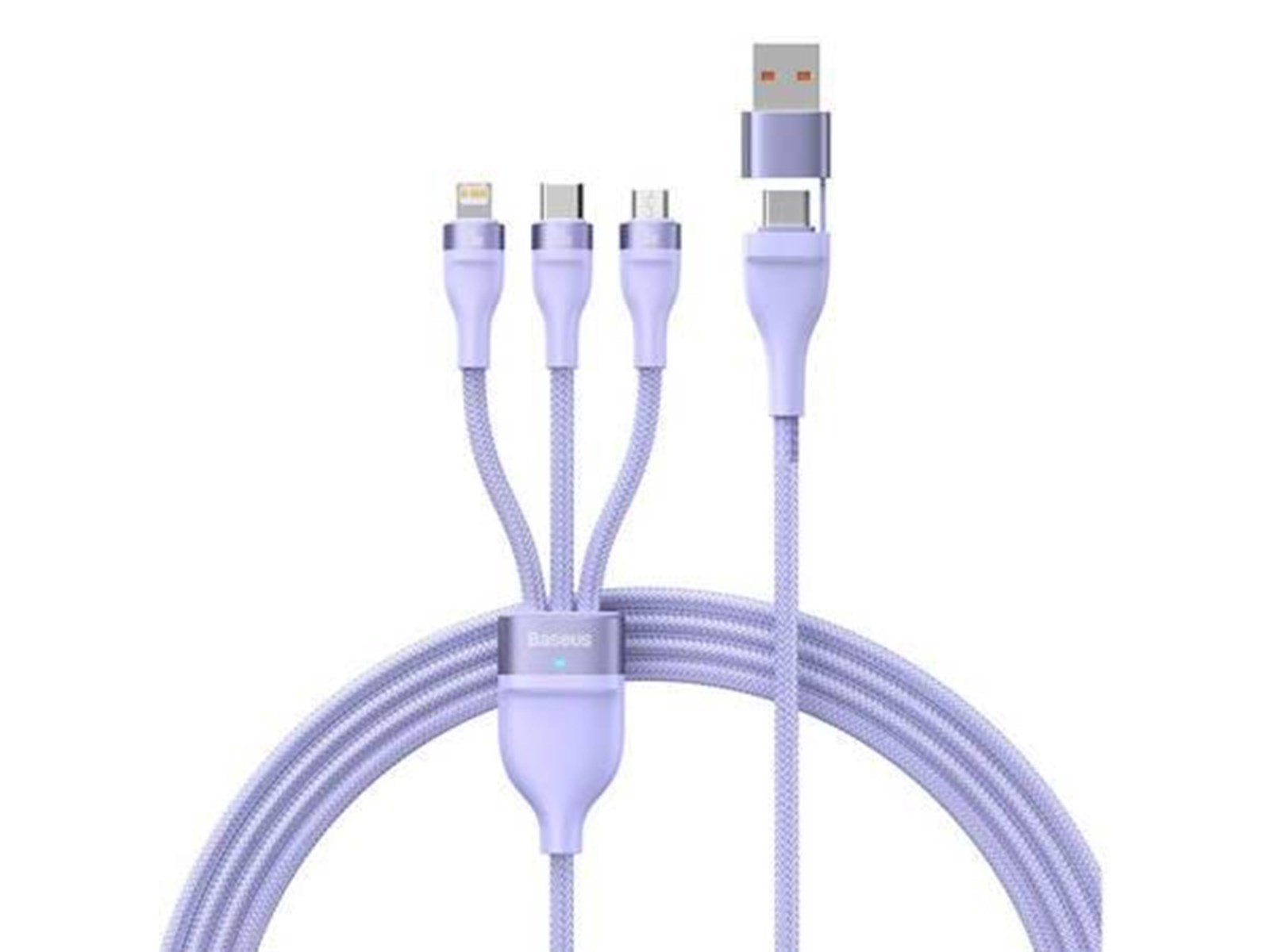 Baseus 3in1 USB cable Flash Series 2 USB-C + micro USB + Lightning 100W 1.2m (purple) Baseus 3in1 USB cable Flash Series 2 USB-C + micro USB + Lightning 100W 1.2m (purple)